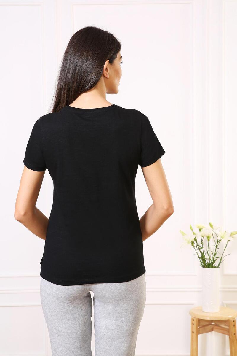 Van Heusen Woman Intimates Round Neck T-Shirt- Black