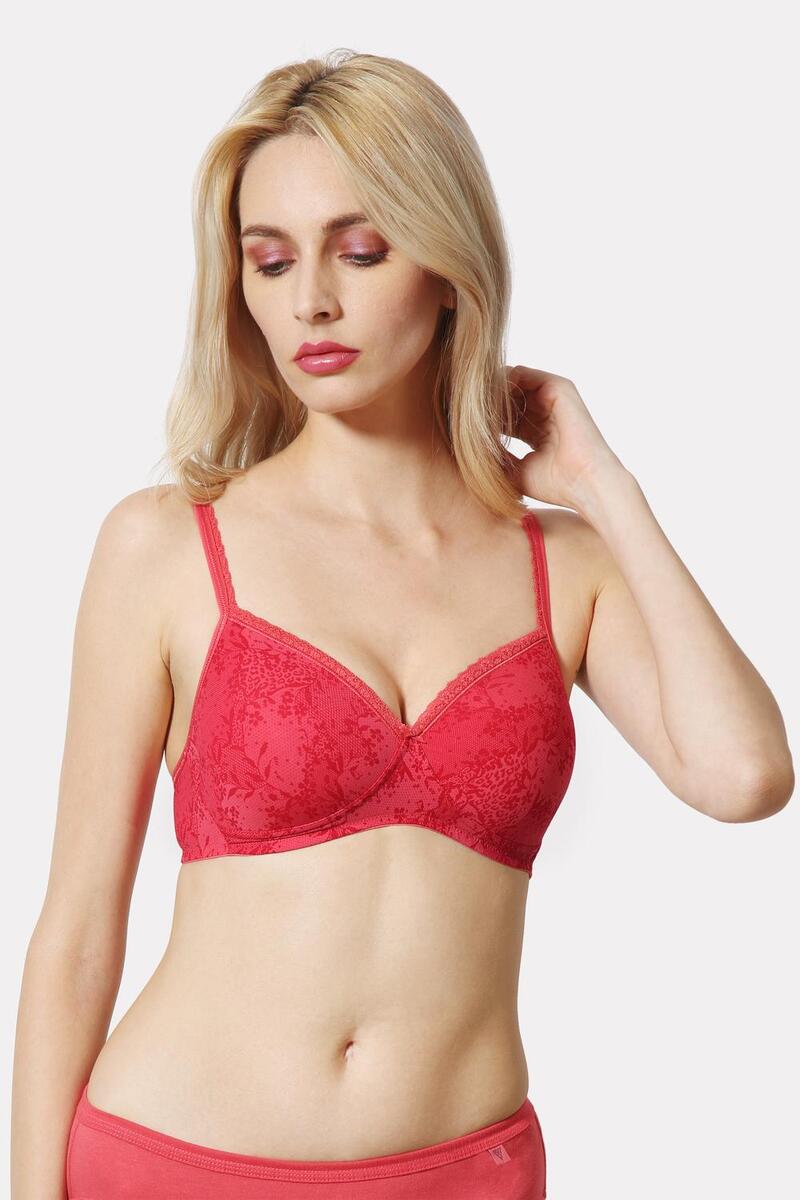 Van Heusen Woman Intimates Printed Non-Wired Padded Bra - Coral Base - C Cup