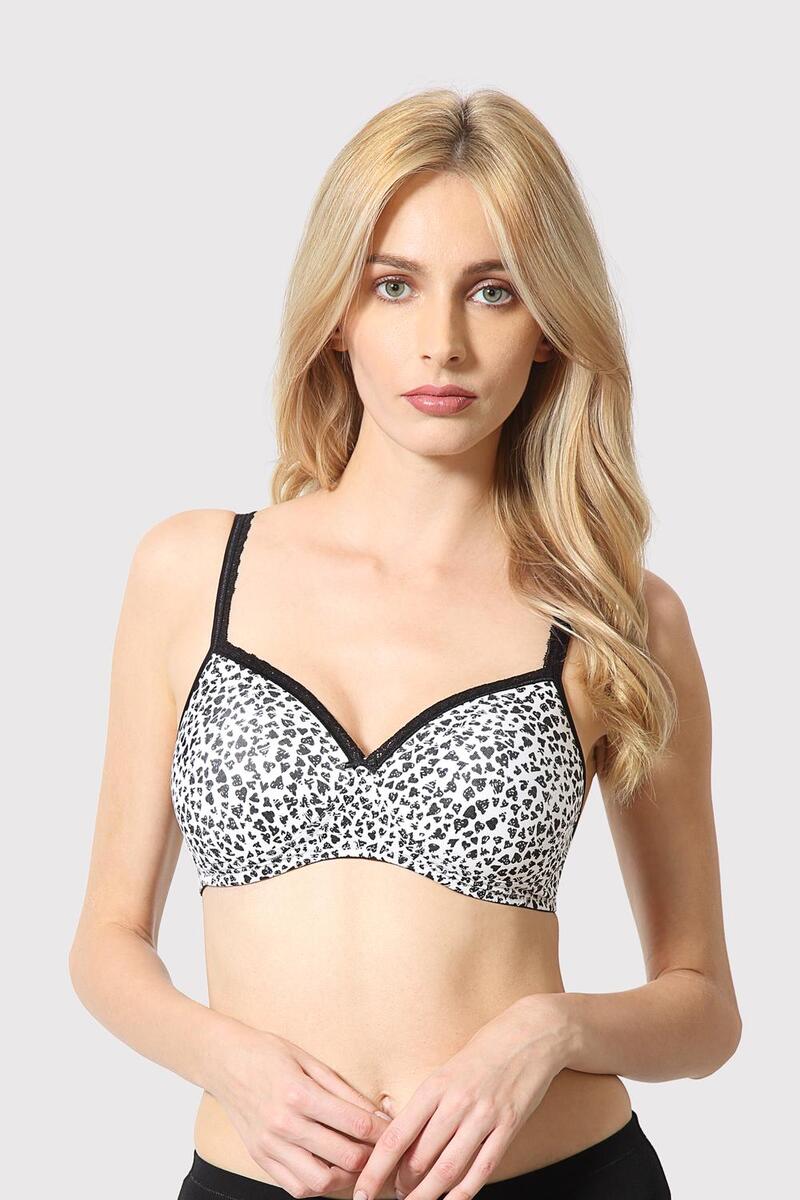 Van Heusen Woman Intimates Printed Non-Wired Padded Bra - White Base - B Cup