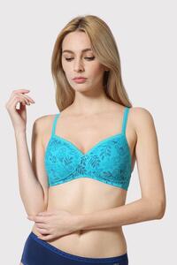 Van Heusen Woman Intimates Printed Non-Wired Padded Bra - Peacok Blue Base