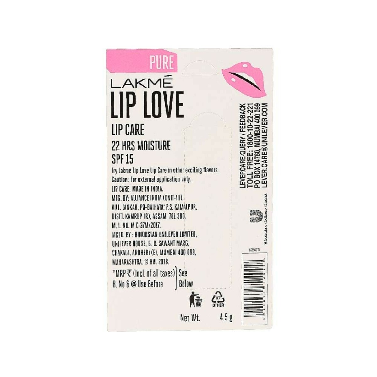 Lakme Lip Care Lip LovE  Purlipcare SPF 15 4.5g