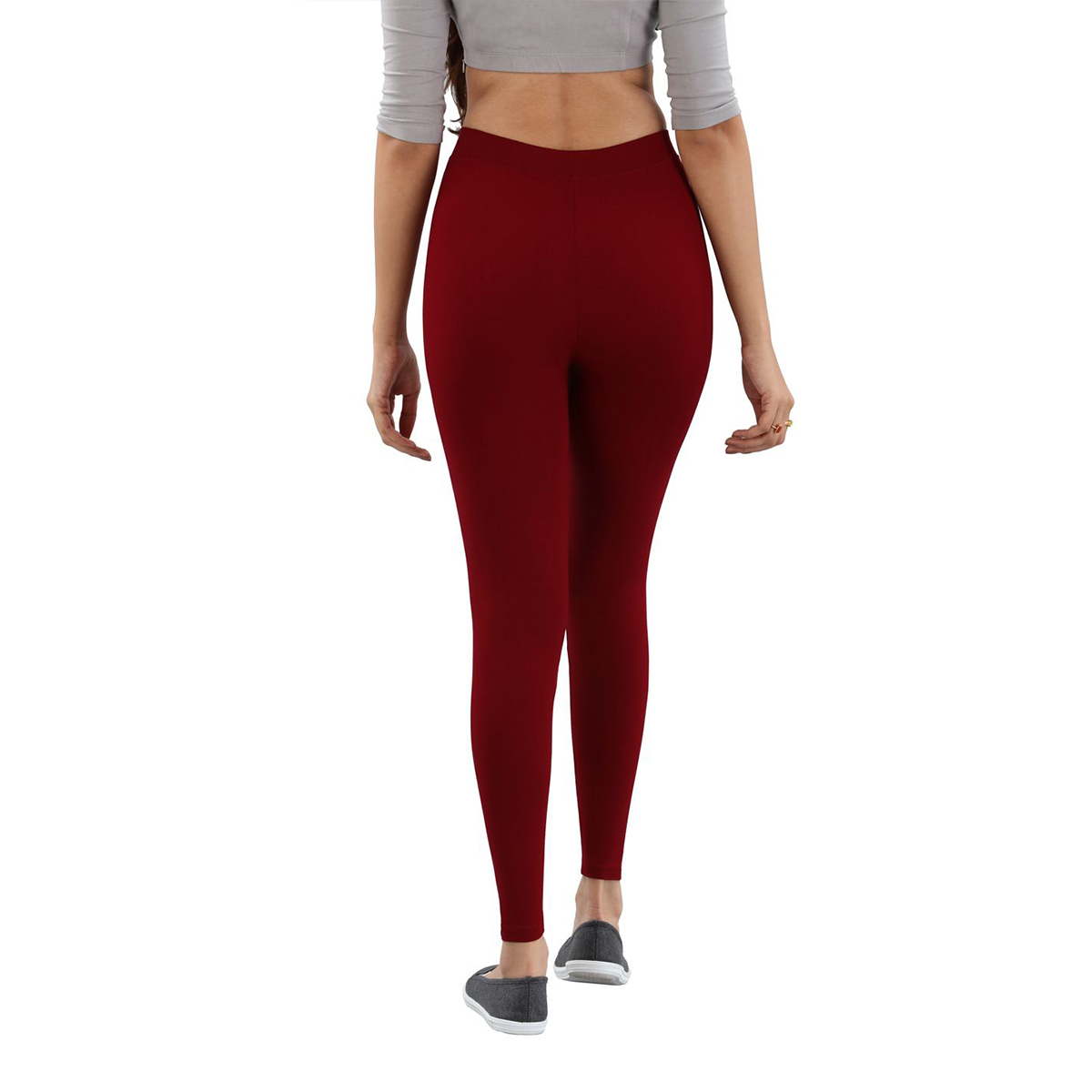 Twin Birds Women Solid Colour Viscose Ankle Length Legging with Signature Wide Waistband - Cherry Berry