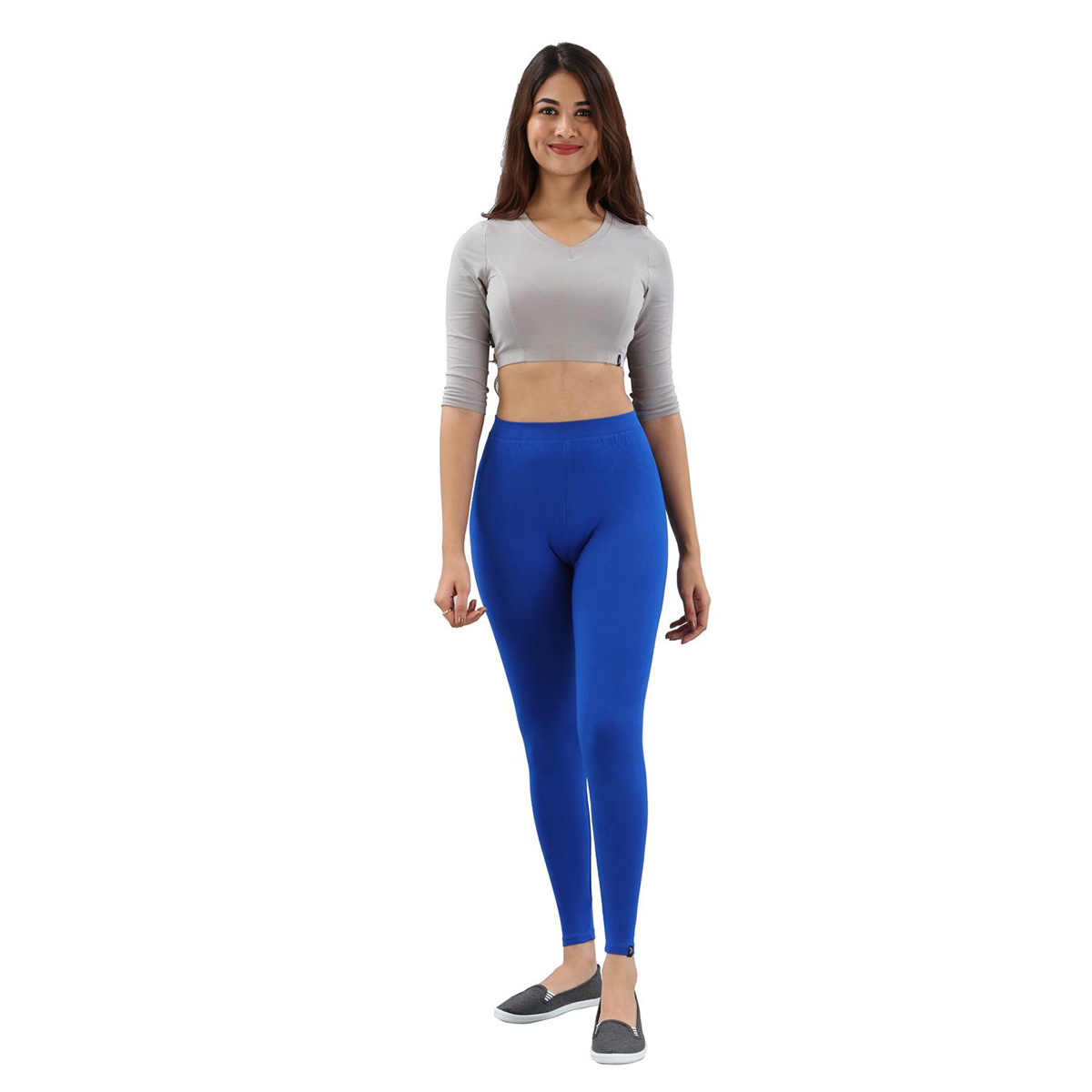 Twin Birds Women Solid Colour Viscose Ankle Length Legging with Signature Wide Waistband - Laser Blue