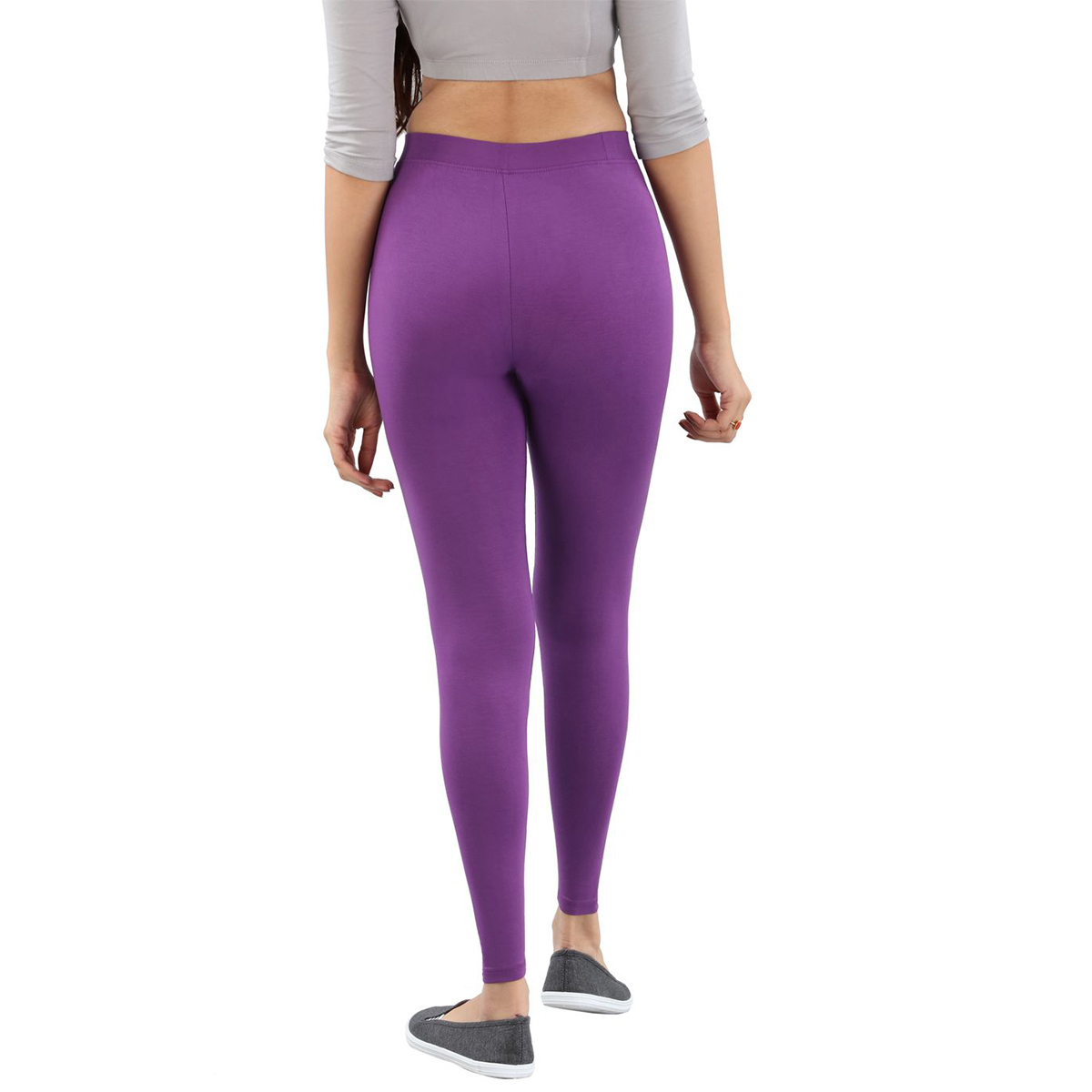 Twin Birds Women Solid Colour Viscose Ankle Length Legging with Signature Wide Waistband - Plum Jam