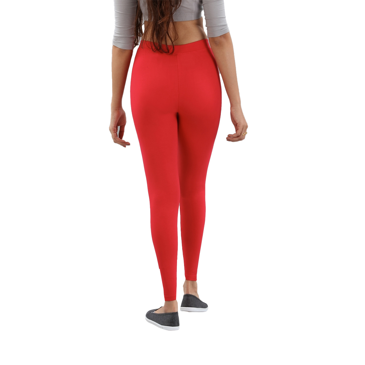 Twin Birds Women Solid Colour Viscose Ankle Length Legging with Signature Wide Waistband - Racing Red