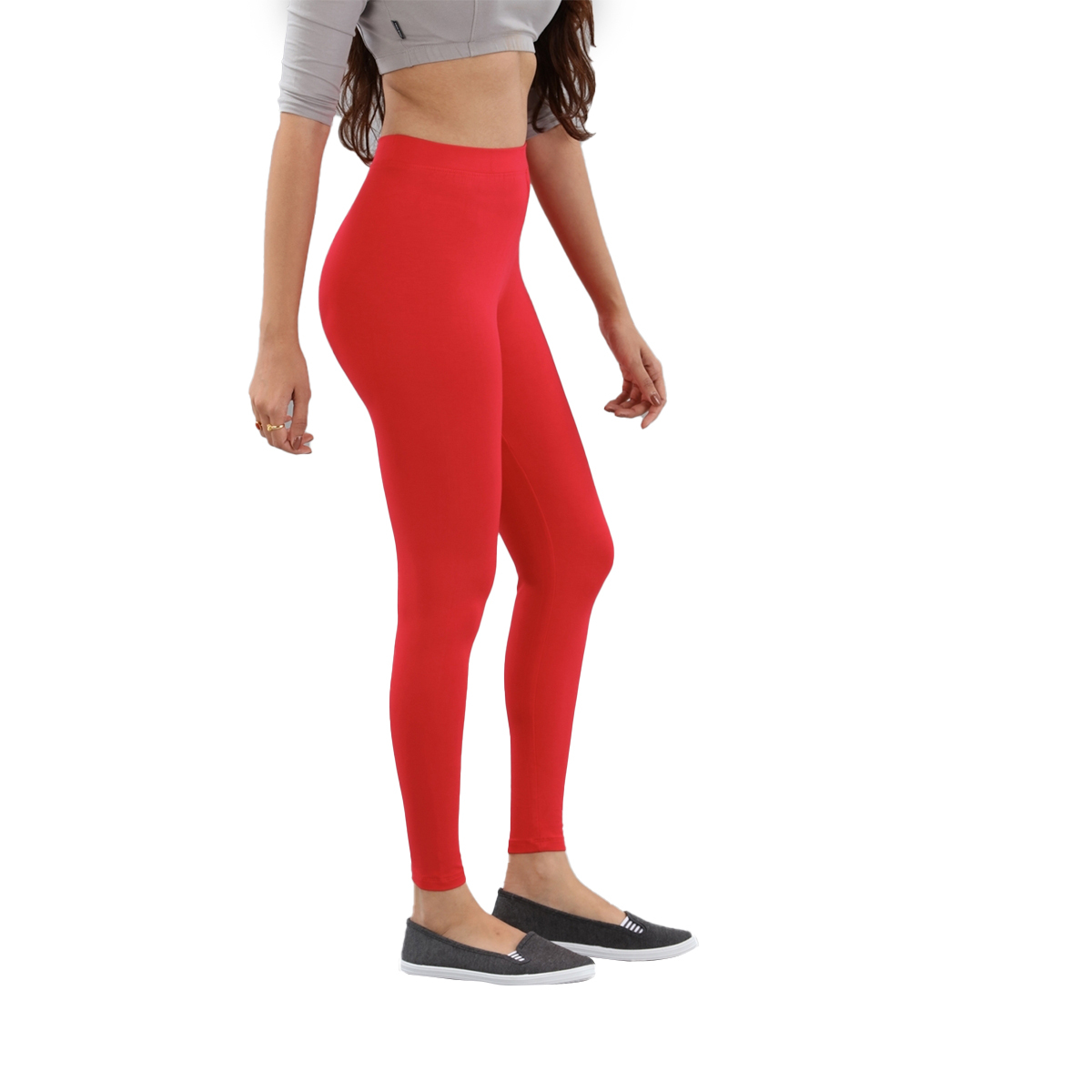 Twin Birds Women Solid Colour Viscose Ankle Length Legging with Signature Wide Waistband - Racing Red