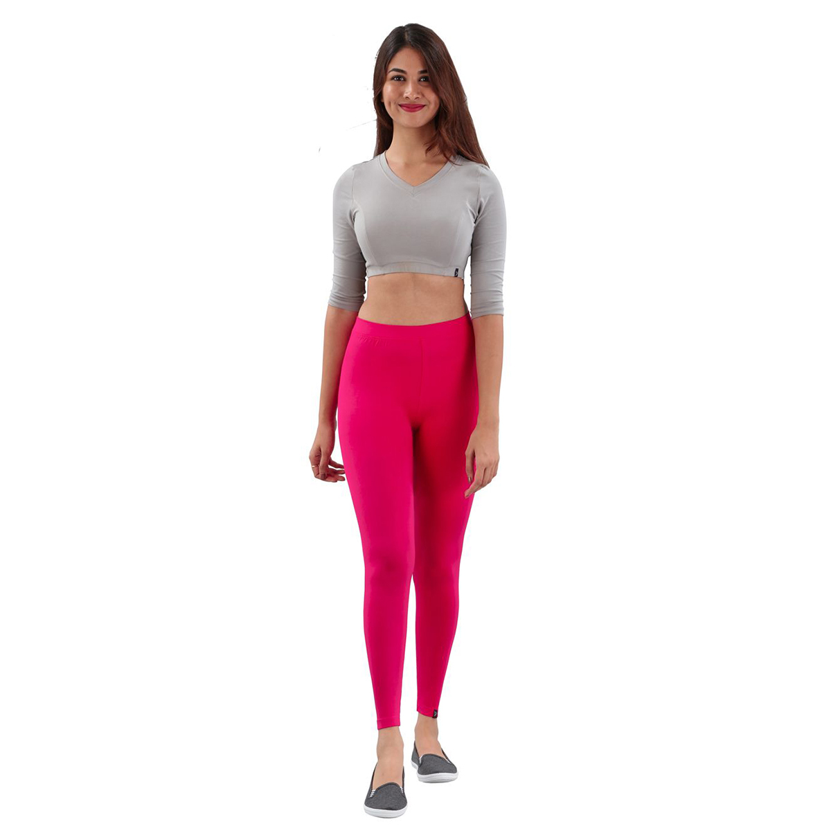 Twin Birds Women Solid Colour Viscose Ankle Length Legging with Signature Wide Waistband - Rose Red