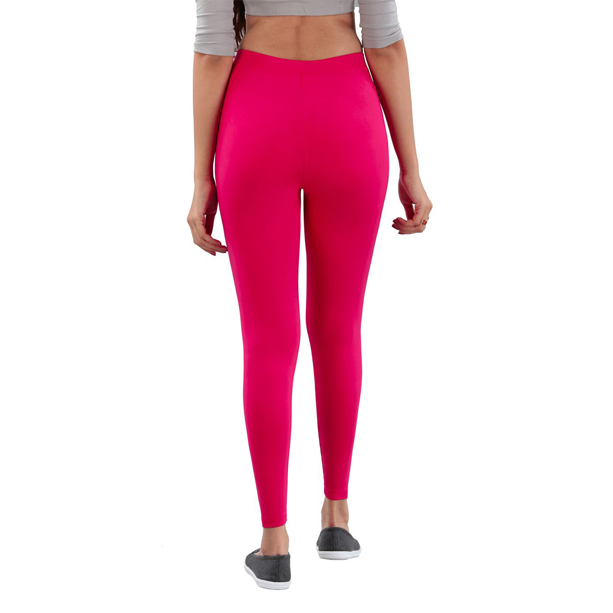 Twin Birds Women Solid Colour Viscose Ankle Length Legging with Signature Wide Waistband - Rose Red