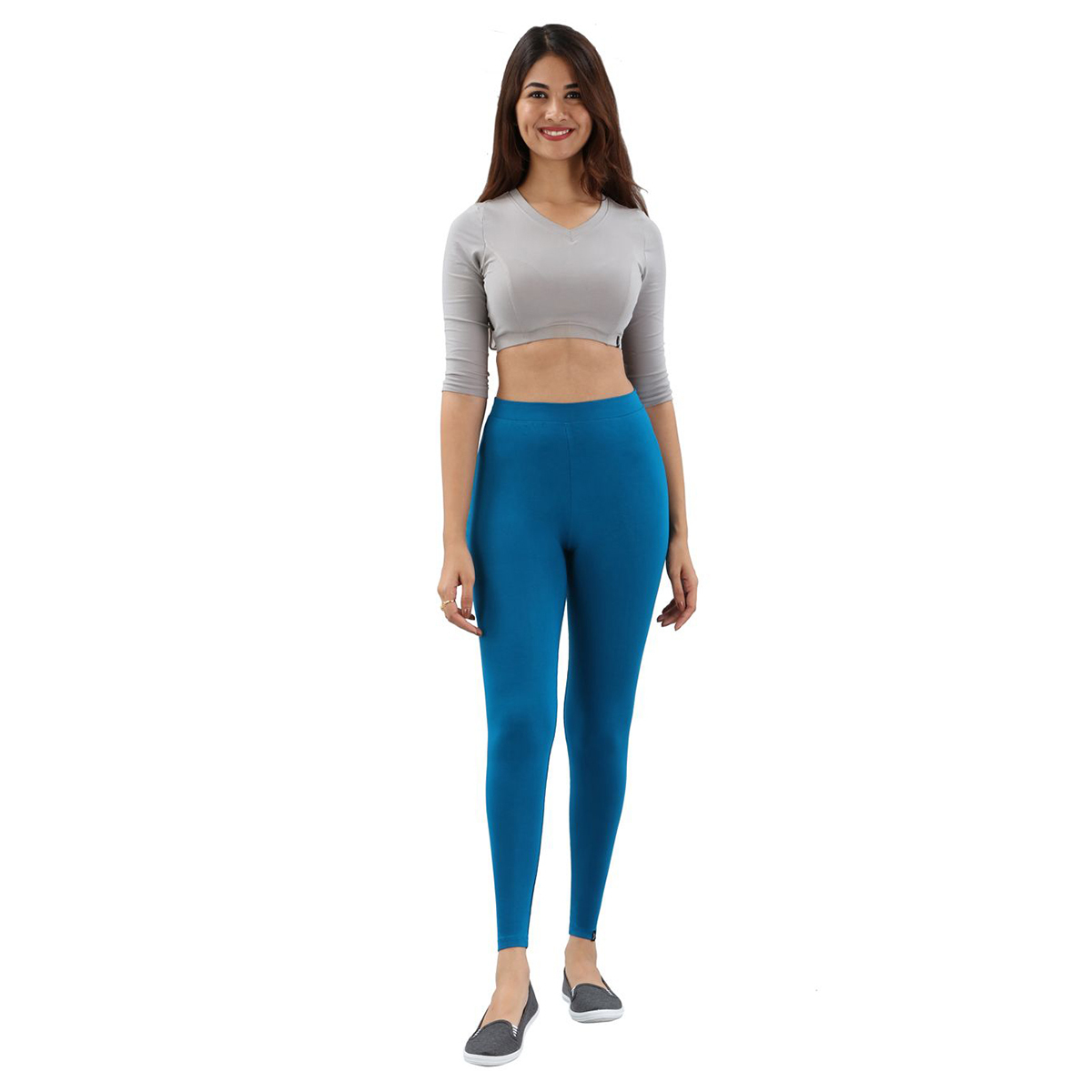 Twin Birds Women Solid Colour Viscose Ankle Length Legging with Signature Wide Waistband - Sea Port