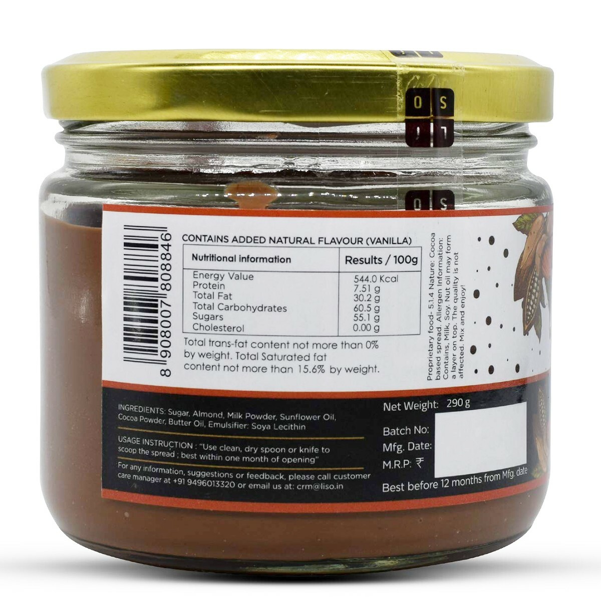 Liso Almond Spread With Cocoa 350g