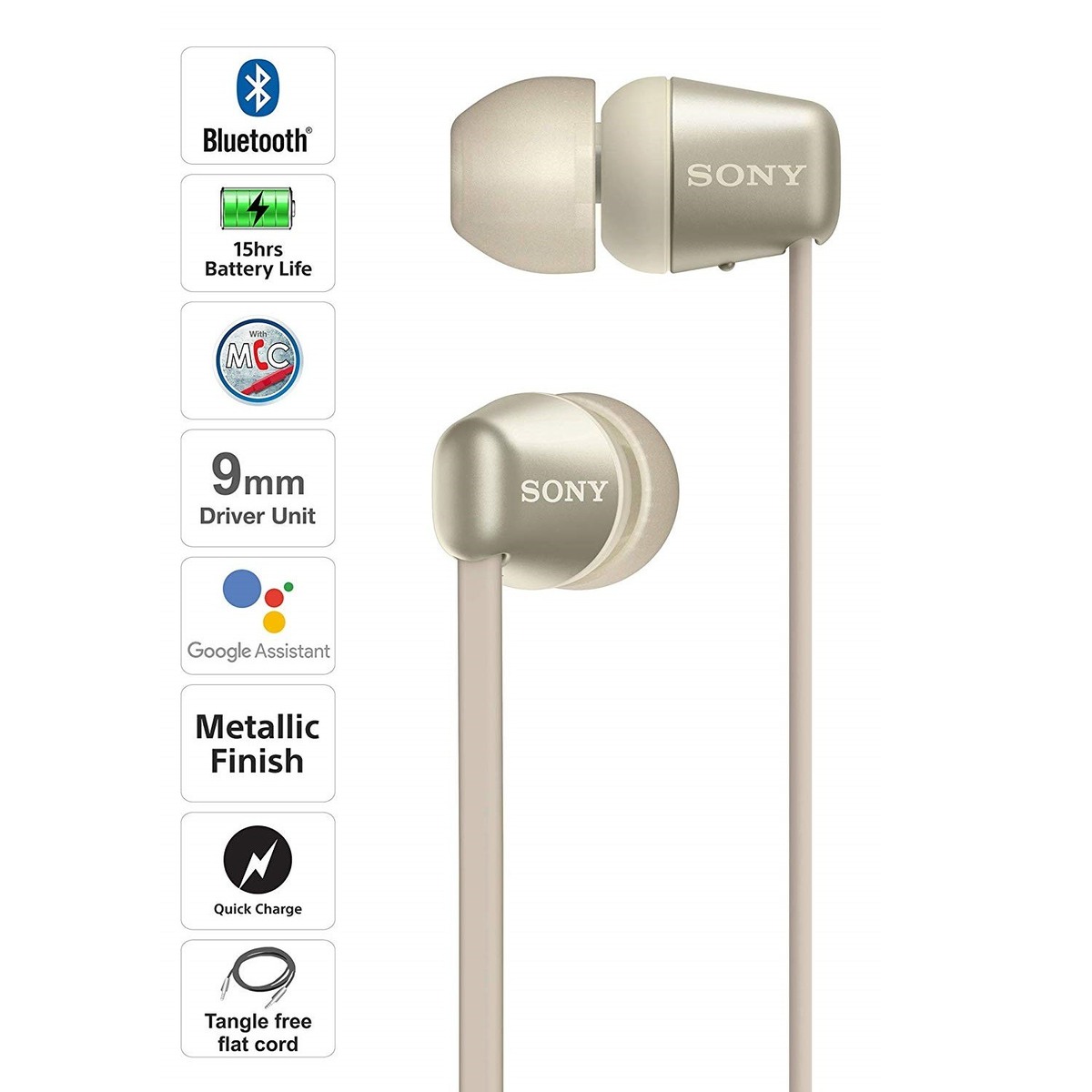 Sony Wireless Bluetooth Earphone WI-C310/NC Gold
