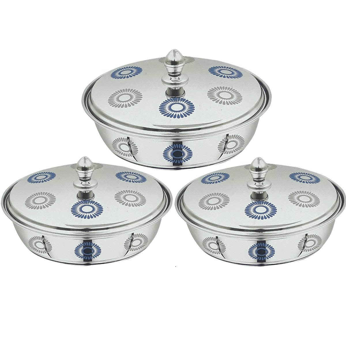 Chefline Floral Dish With Stainless Steel Lid 3Pc