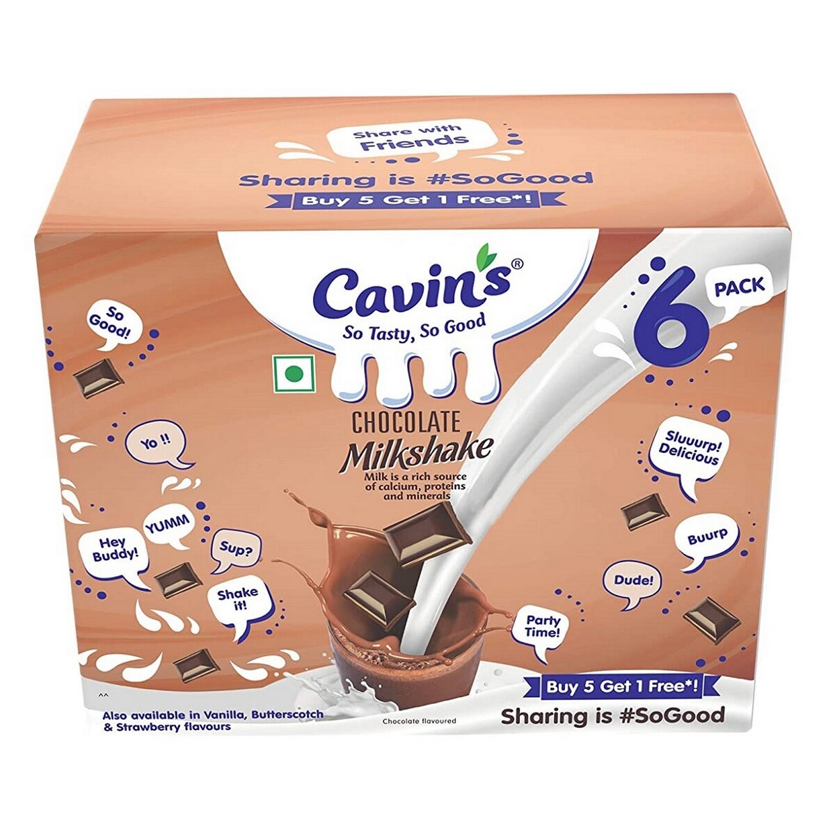 Cavins Chocolate Milkshake 180ml 5+1