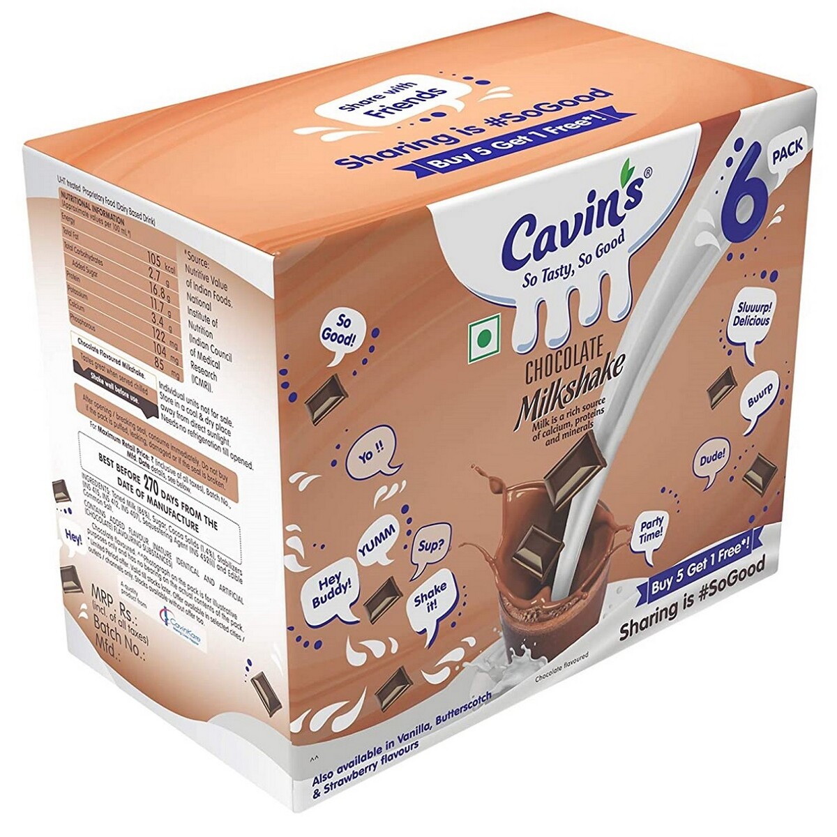 Cavins Chocolate Milkshake 180ml 5+1