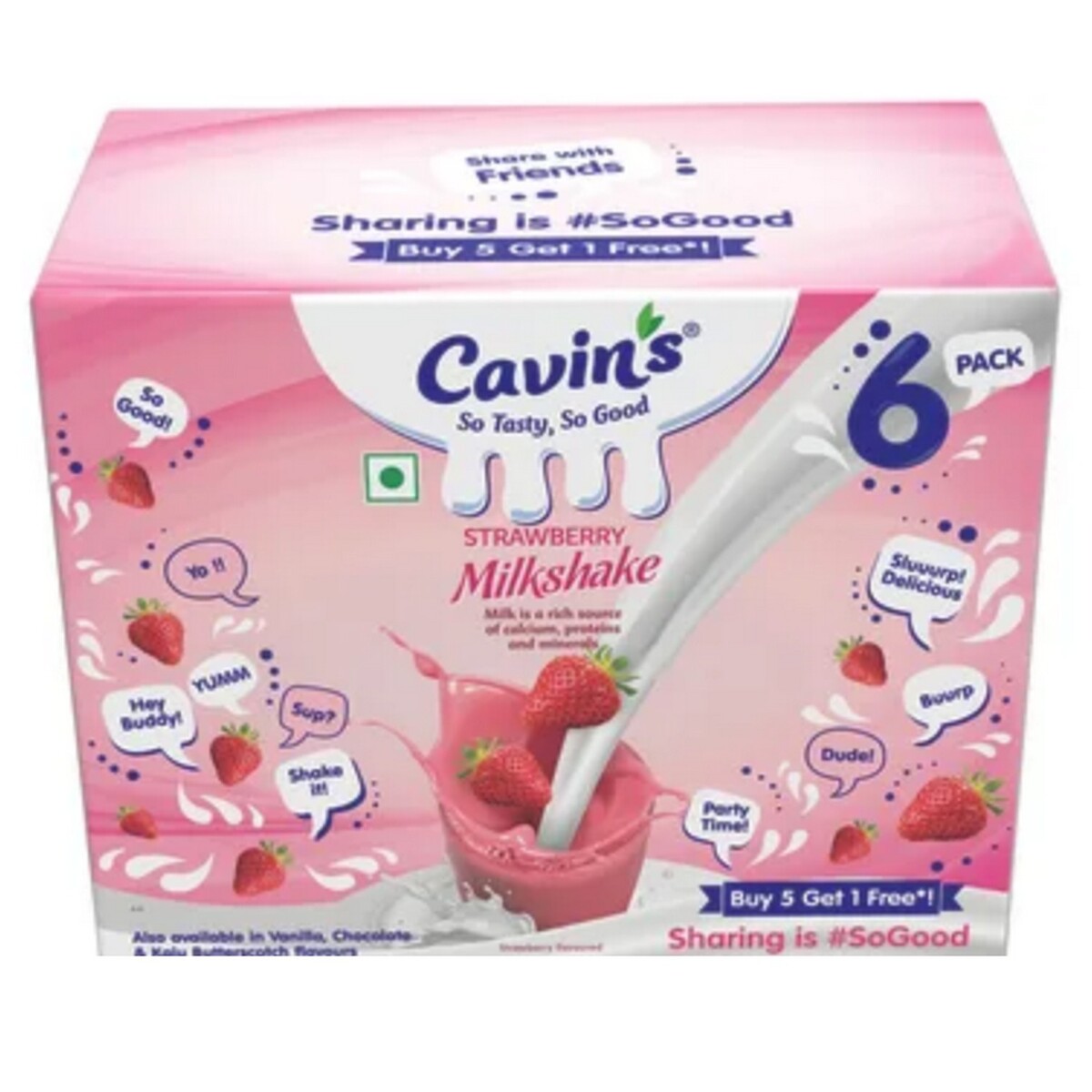 Cavins Strawberry Milkshake 180ml 5+1