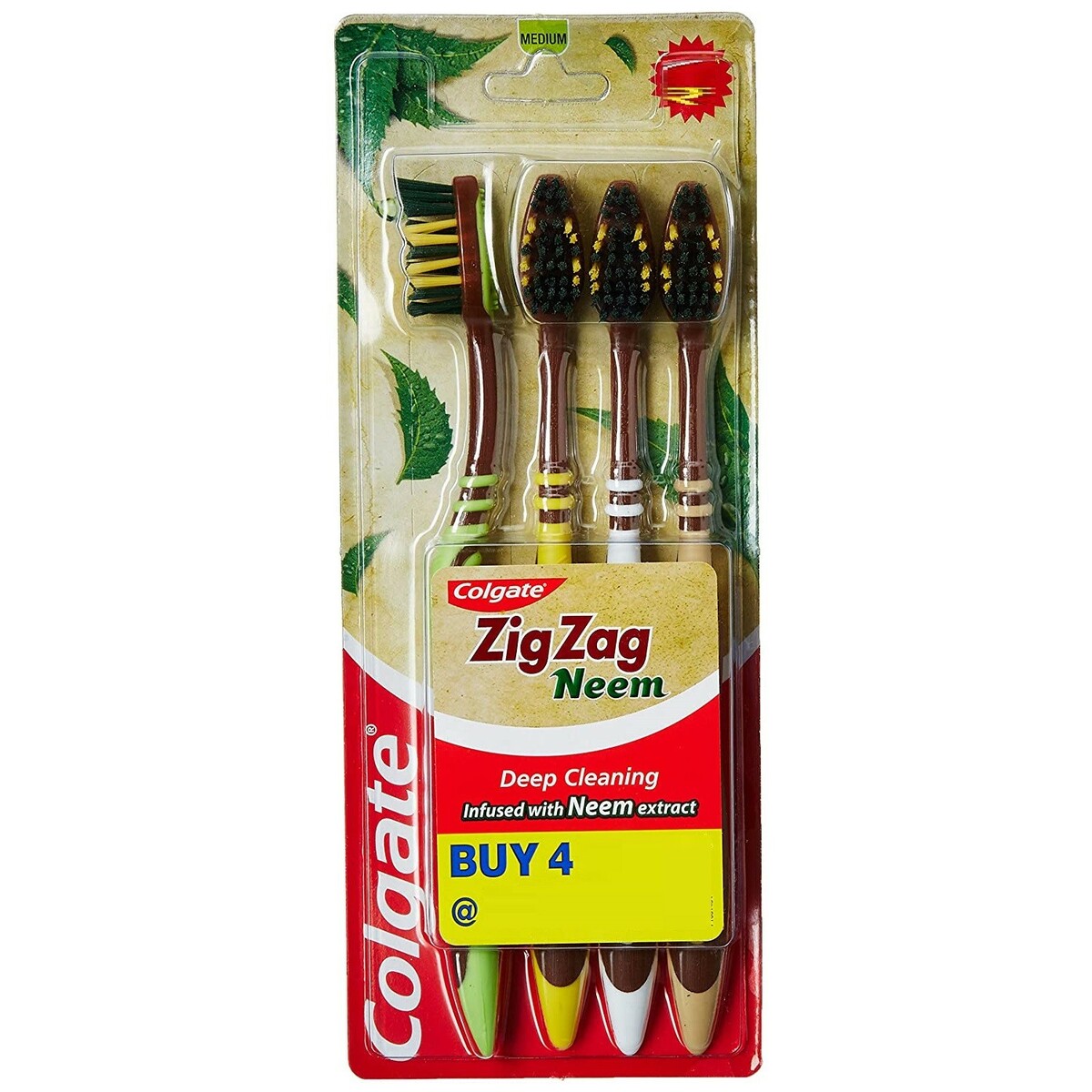 Colgate Toothbrush Zigzag Neem Medium 4's