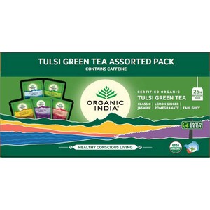 Organic India  Tulsi Green Tea Assorted  Pack 25 Tea Bags