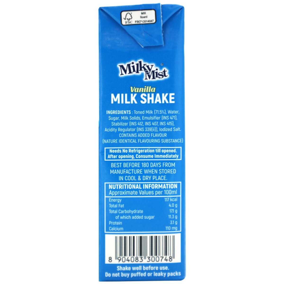 Milky Mist Milkshake Vanilla 180ml