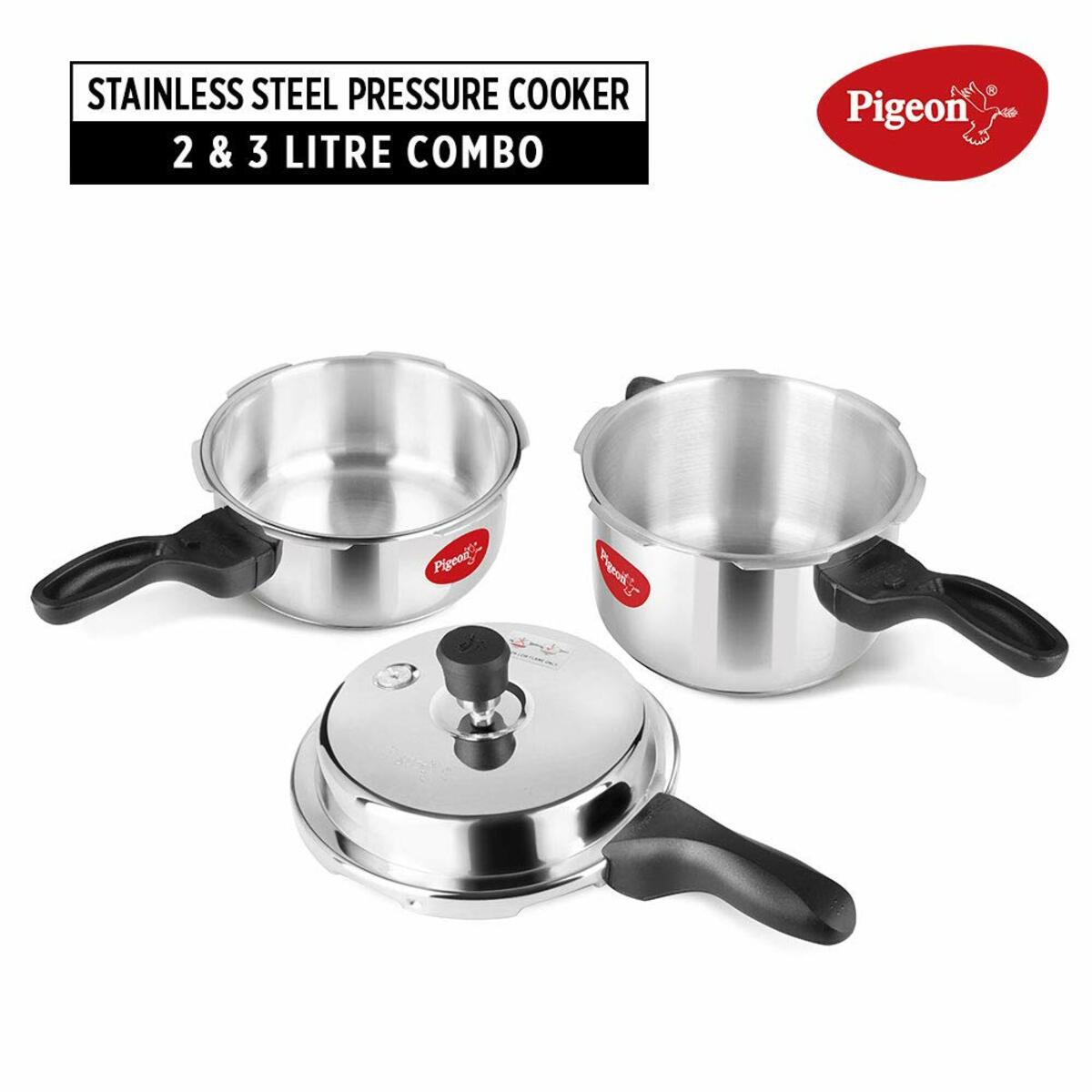 Pigeon Stainless Steel Pressure Cooker Combi 2+3Ltr