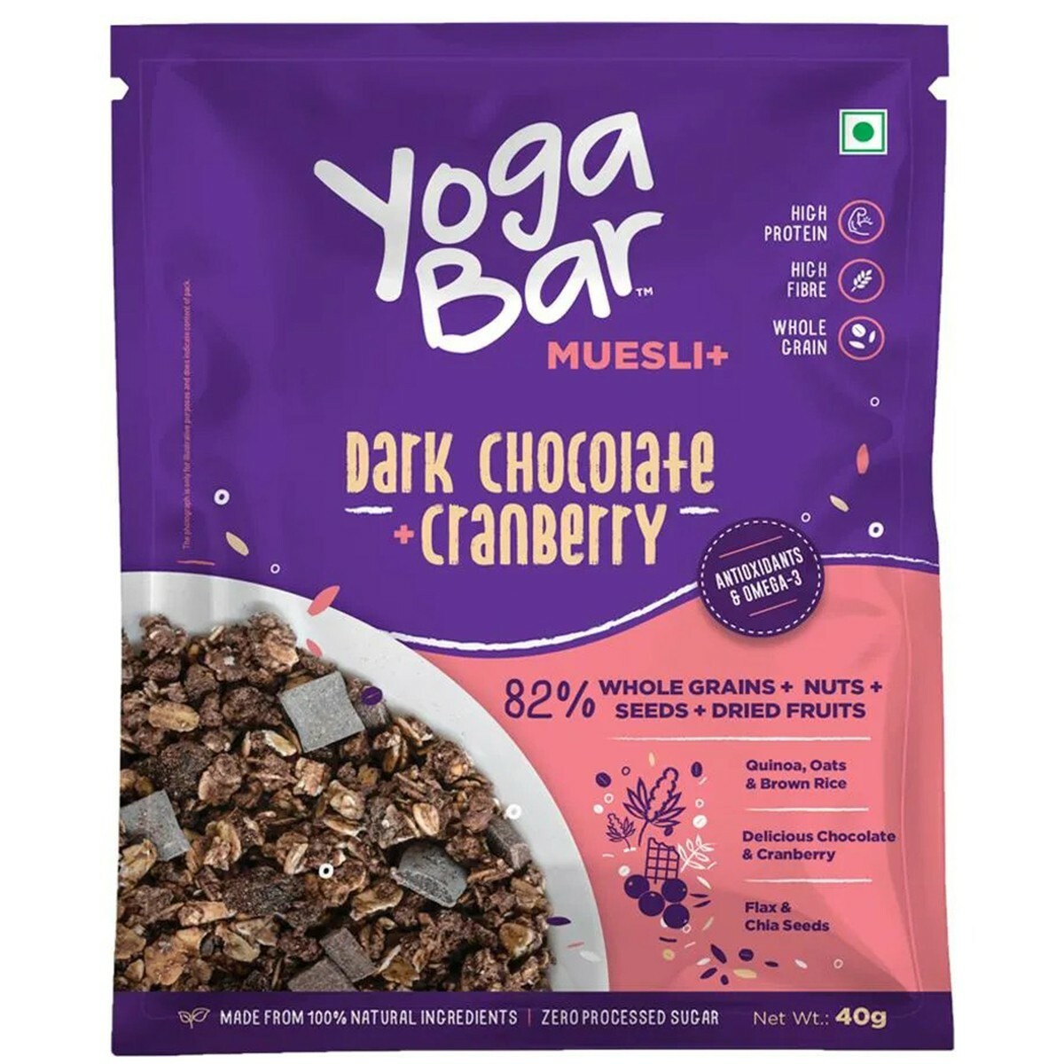Yoga Bar BreakFast Dark Chocolate +Cranberry 40g