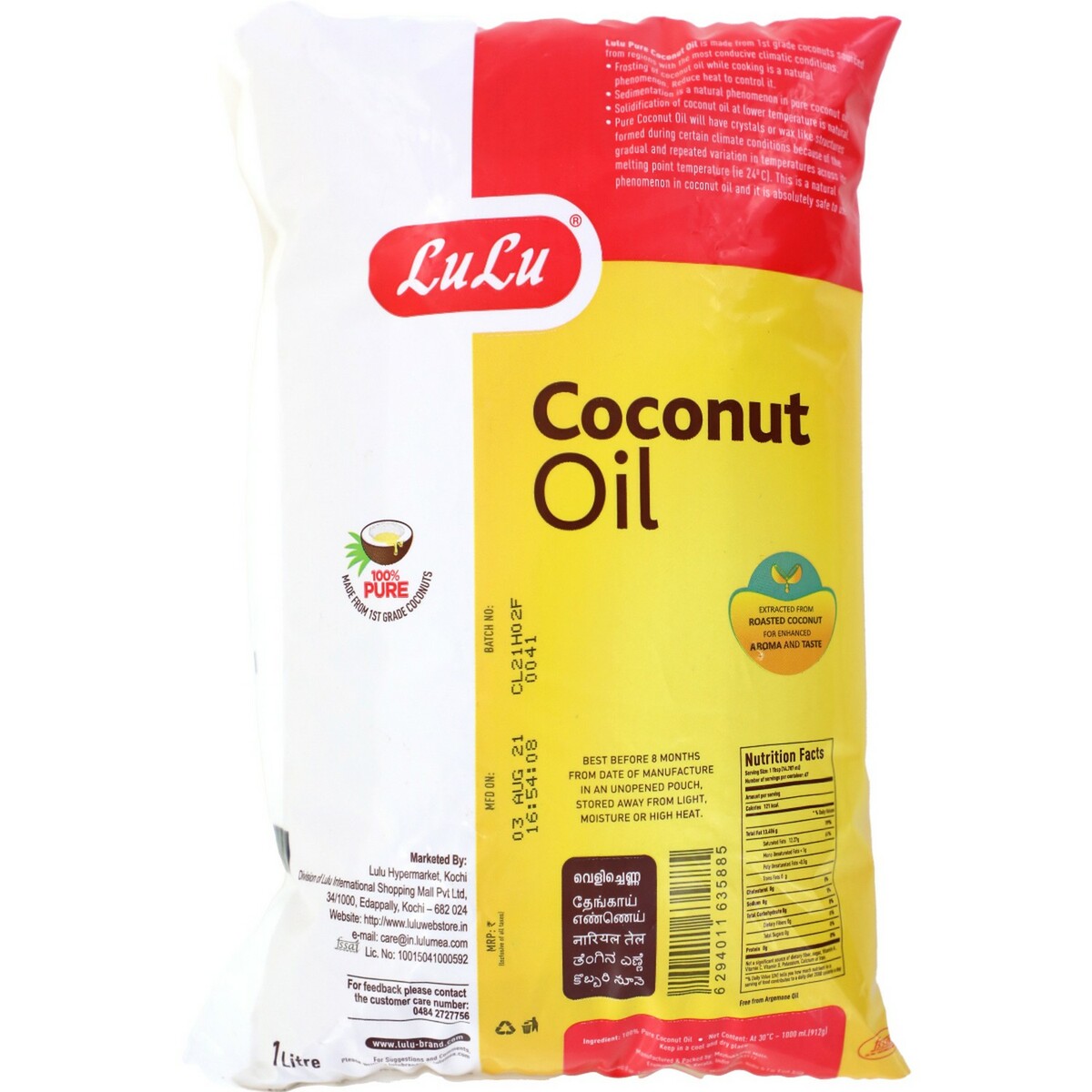 Lulu Coconut Oil 1 Litre Pouch