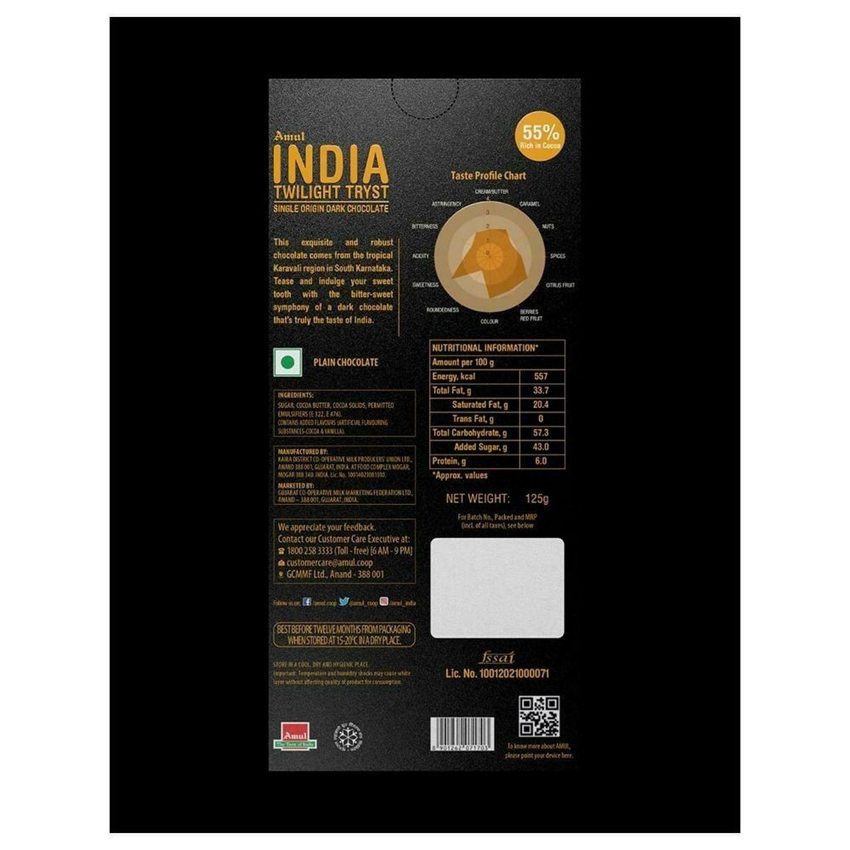 Amul India Chocolate 125g