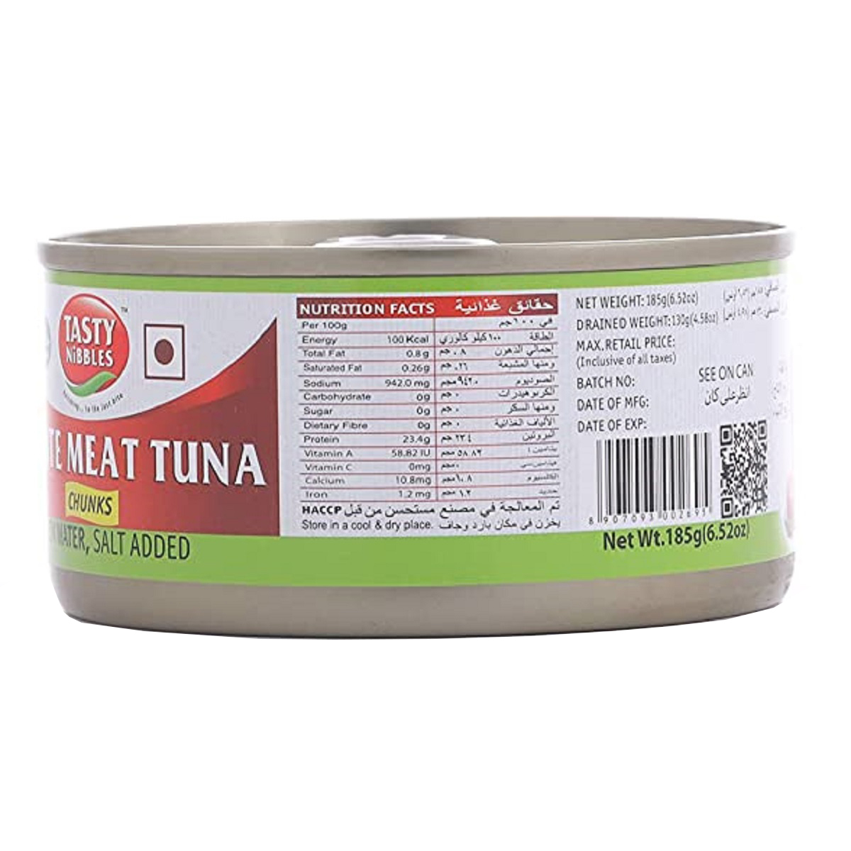 Tasty Nibbles White Meat Tuna Chnuks In Water Salt Added 185g