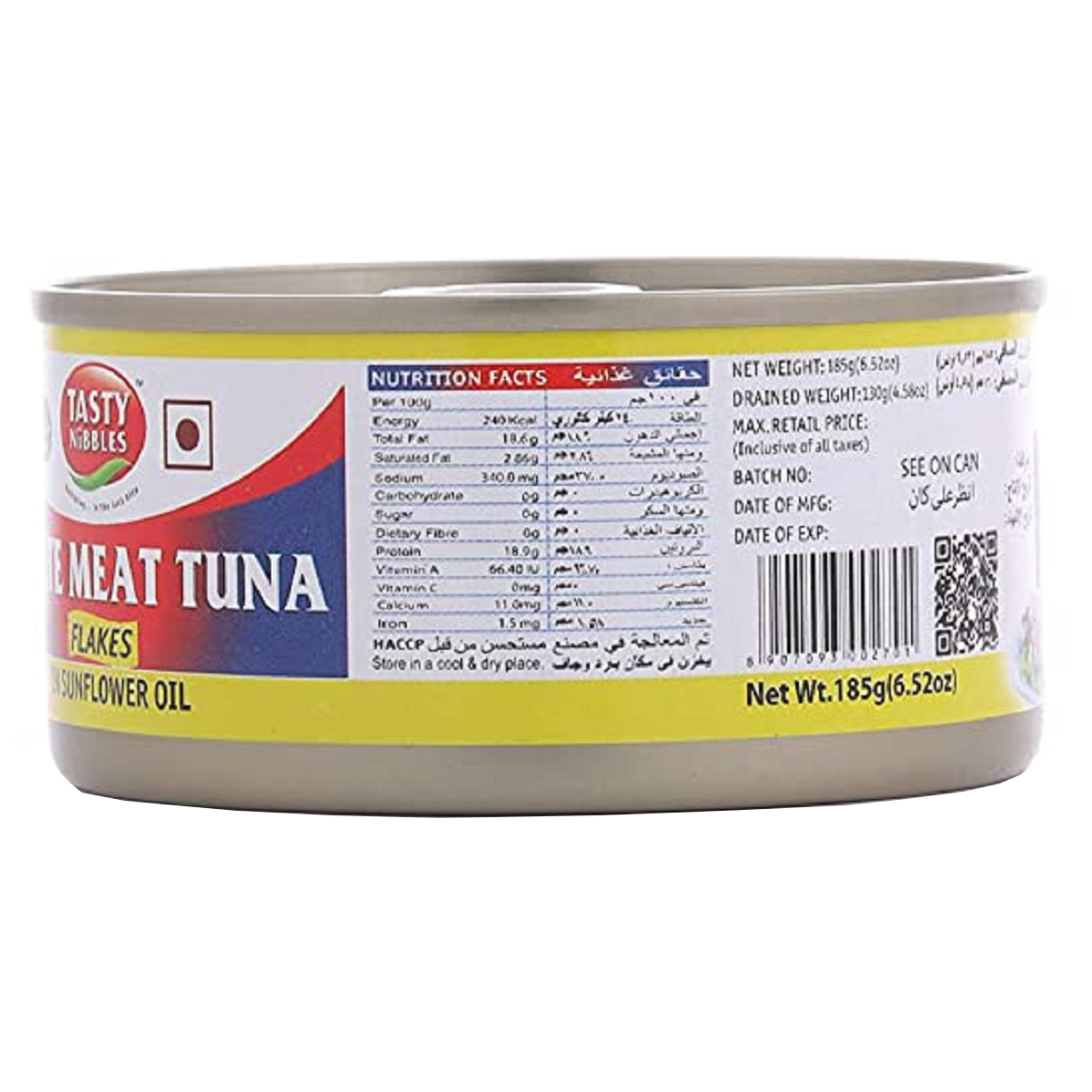 Tasty Nibbles White Meat Tuna Flakes In Sunflower Oil 185g