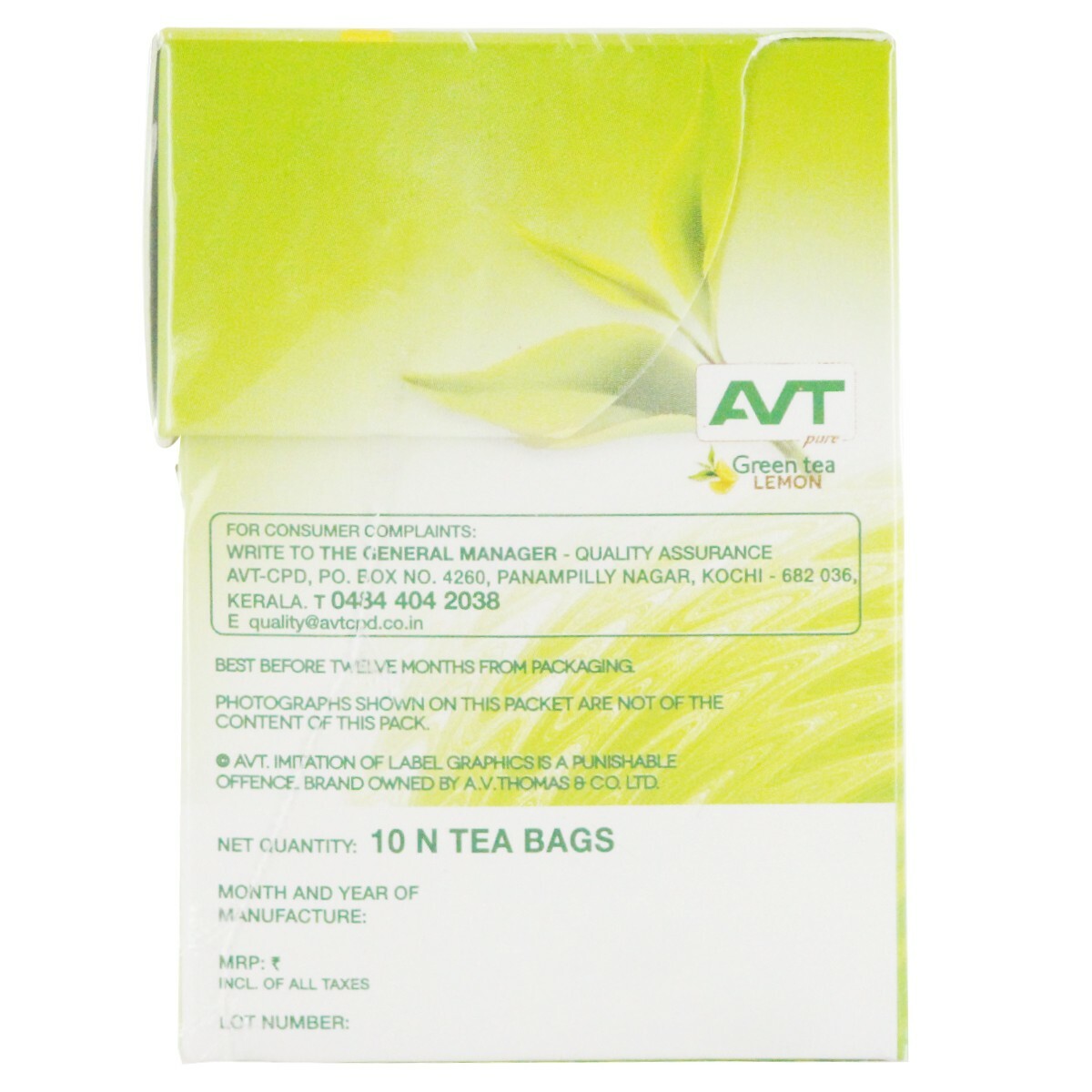 AVT Green Tea 10s Lemon