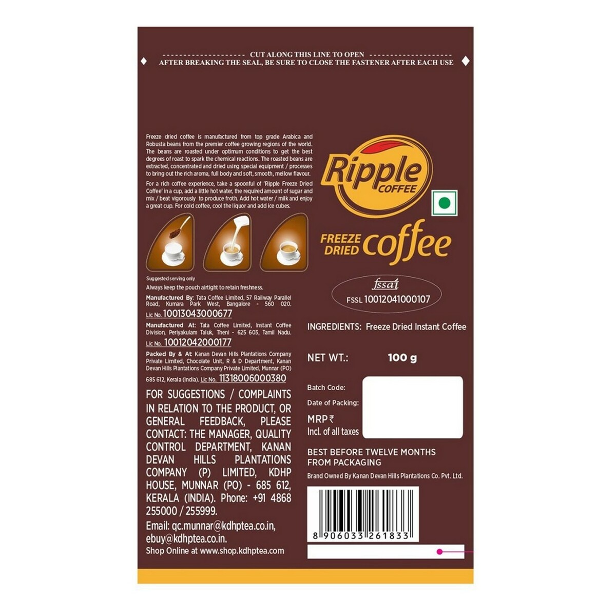 Ripple Freeze Dried Coffee 100g