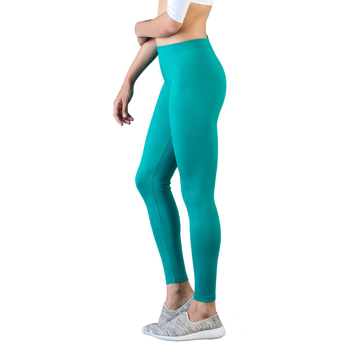 Twin Birds Women Solid Colour Ankle Length Legging with Signature Wide Waistband - Pool Side