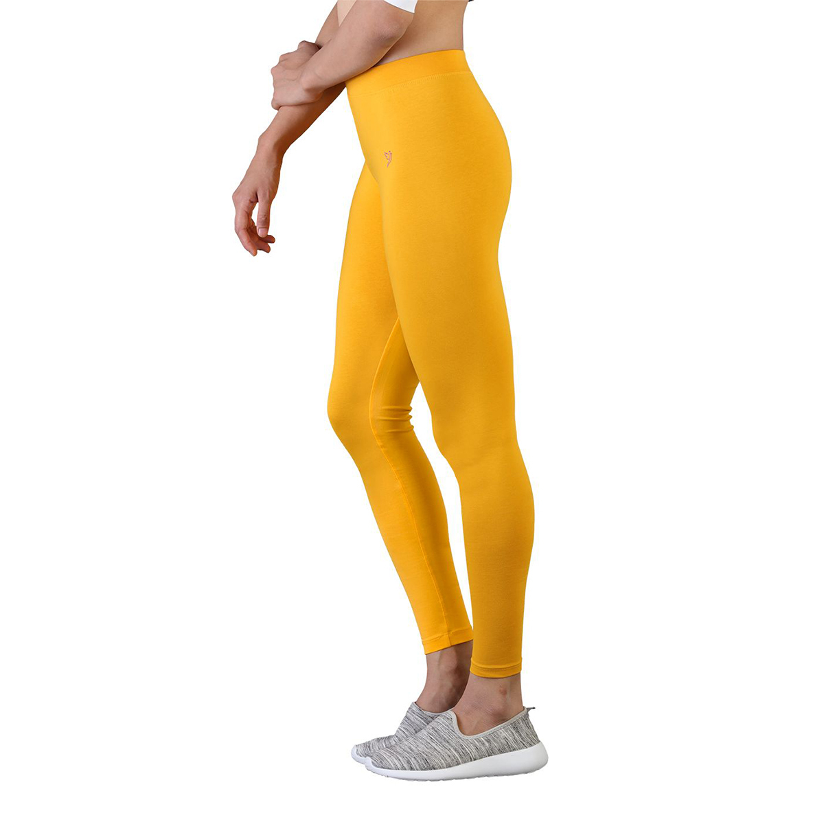 Twin Birds Women Solid Colour Ankle Length Legging with Signature Wide Waistband - Sweet Corn