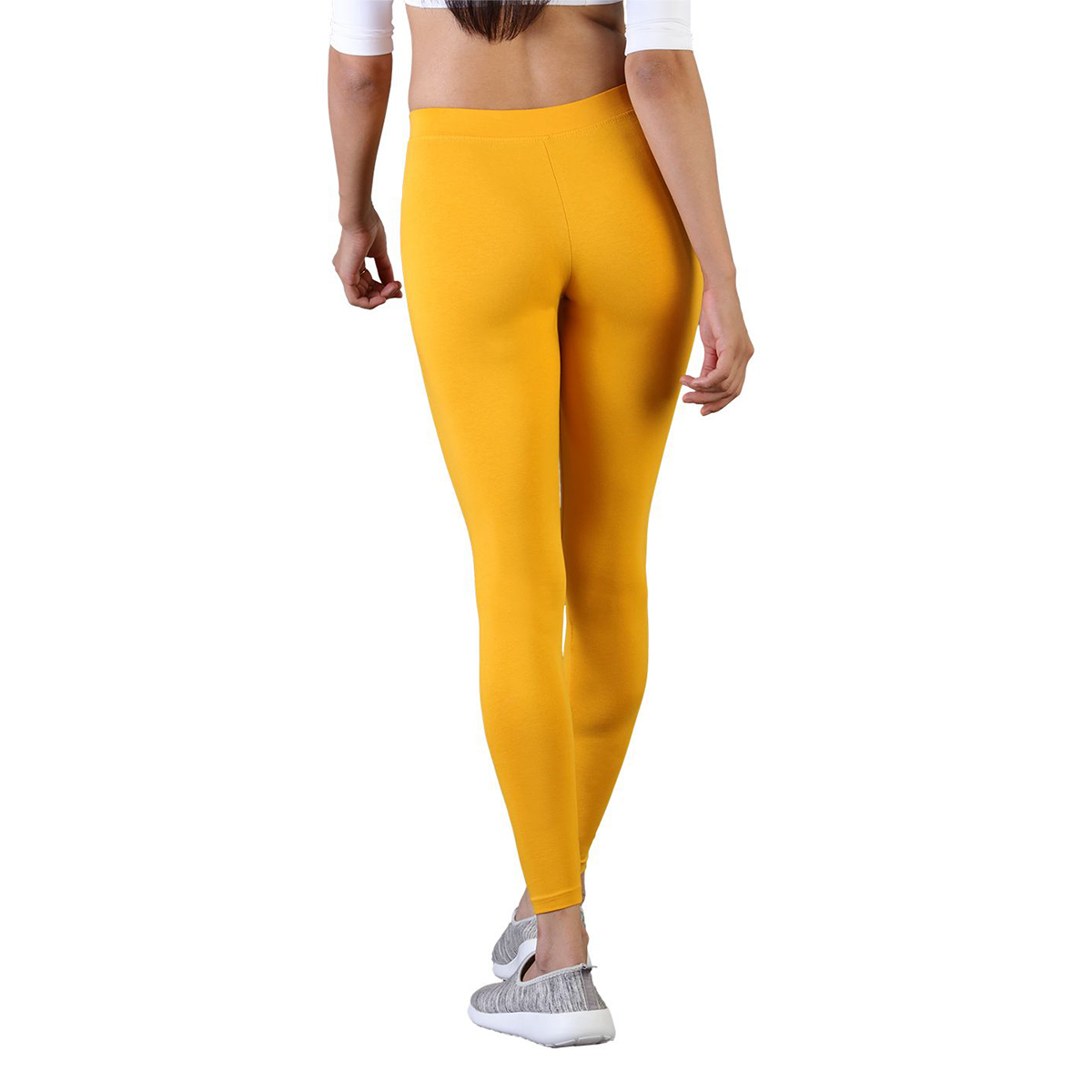 Twin Birds Women Solid Colour Ankle Length Legging with Signature Wide Waistband - Sweet Corn