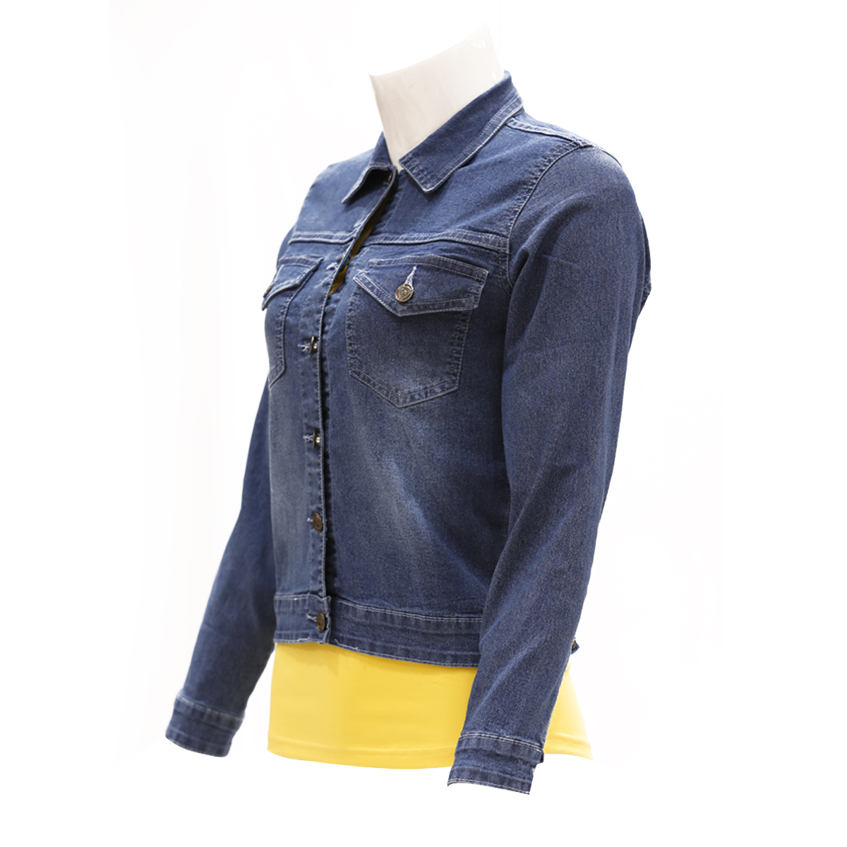 Zola Full Sleeve Denim Jacket Styled With 2 Patch Pockets - Stone/Mid Blue, Size-L