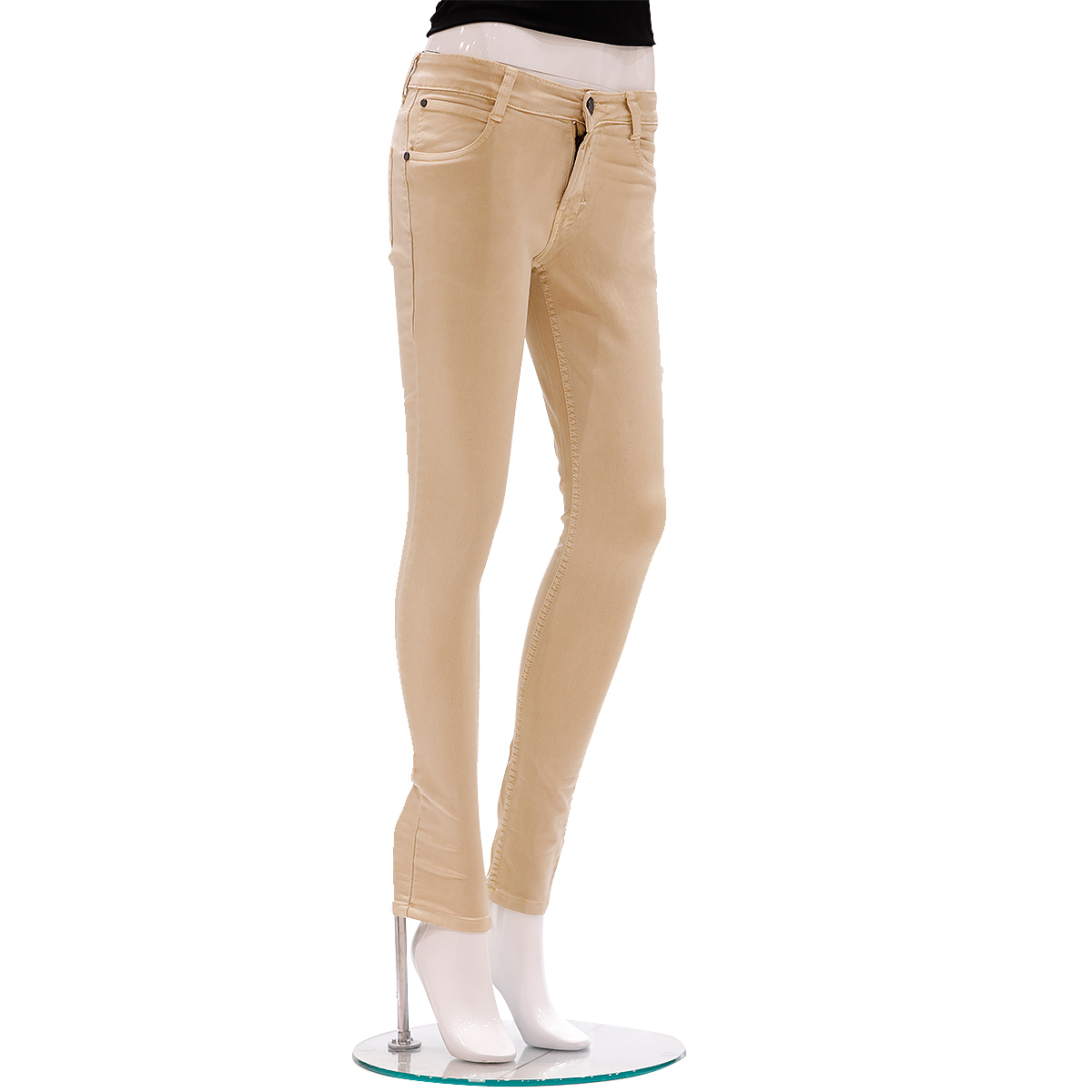 Zola Full Length Mid Waist Silky Soft Finished Jeans With 1 Button Fly Front Zip Opening - Fawn, Size-30