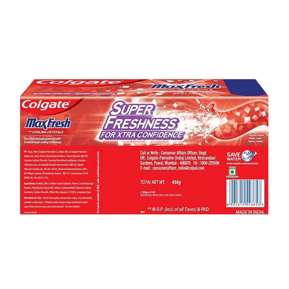 Colgate Toothpaste Max Fresh Spicy Red 150g 3s