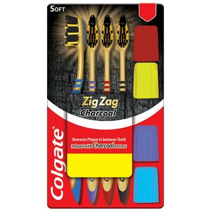 Colgate toothbrush Zigzag Charcoal soft 4's