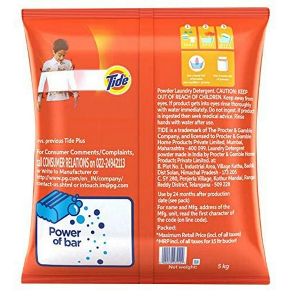 Tide Detergent Powder Lemon Mint 5Kg+Bucket