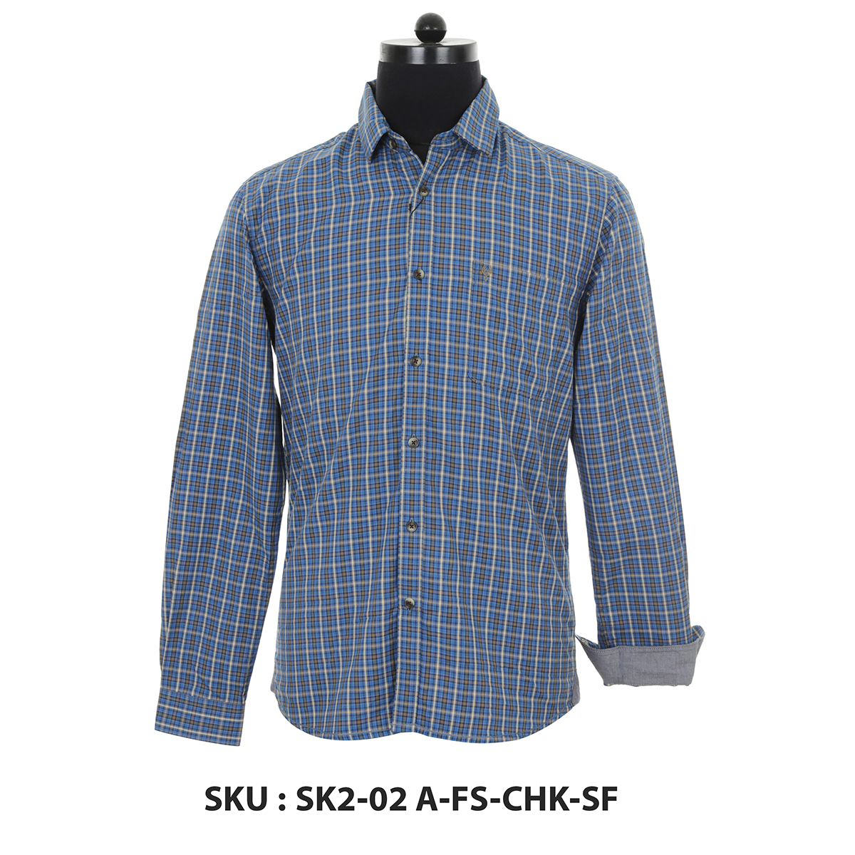 Classic Polo Mens Woven Shirt Sk2-02 A-Fs-Chk-Sf Navy L