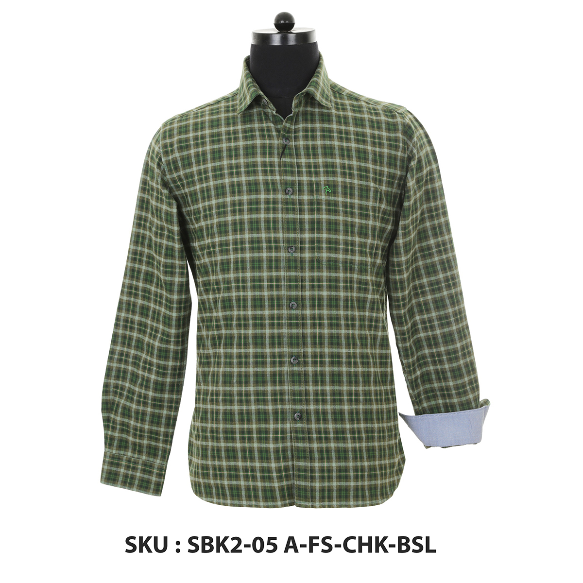 Classic Polo Mens Woven Shirt Sbk2-05 A-Fs-Chk-Bsl Green M