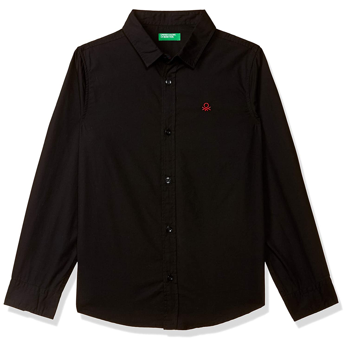 United Colors of Benetton Boys Regular Core Poplin Shirt- Black