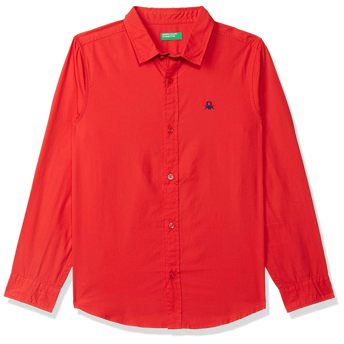 United Colors of Benetton Boys Regular Core Poplin Shirt- Red