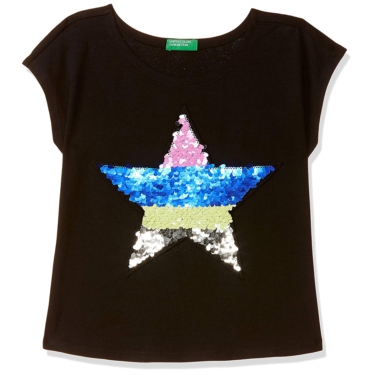 United Colors of Benetton Girl's Regular T-Shirt- Black
