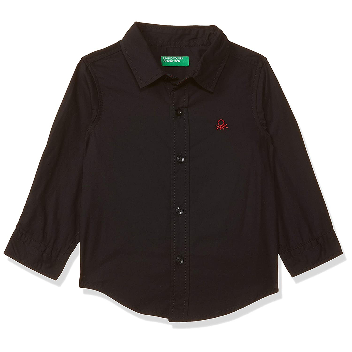 United Colors of Benetton Baby-Boy's Regular Core Poplin Shirt- Black