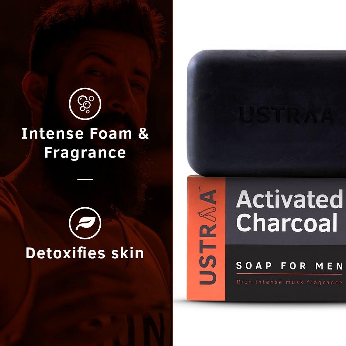 Ustraa Soap Activated  Charcol 100gm 4's