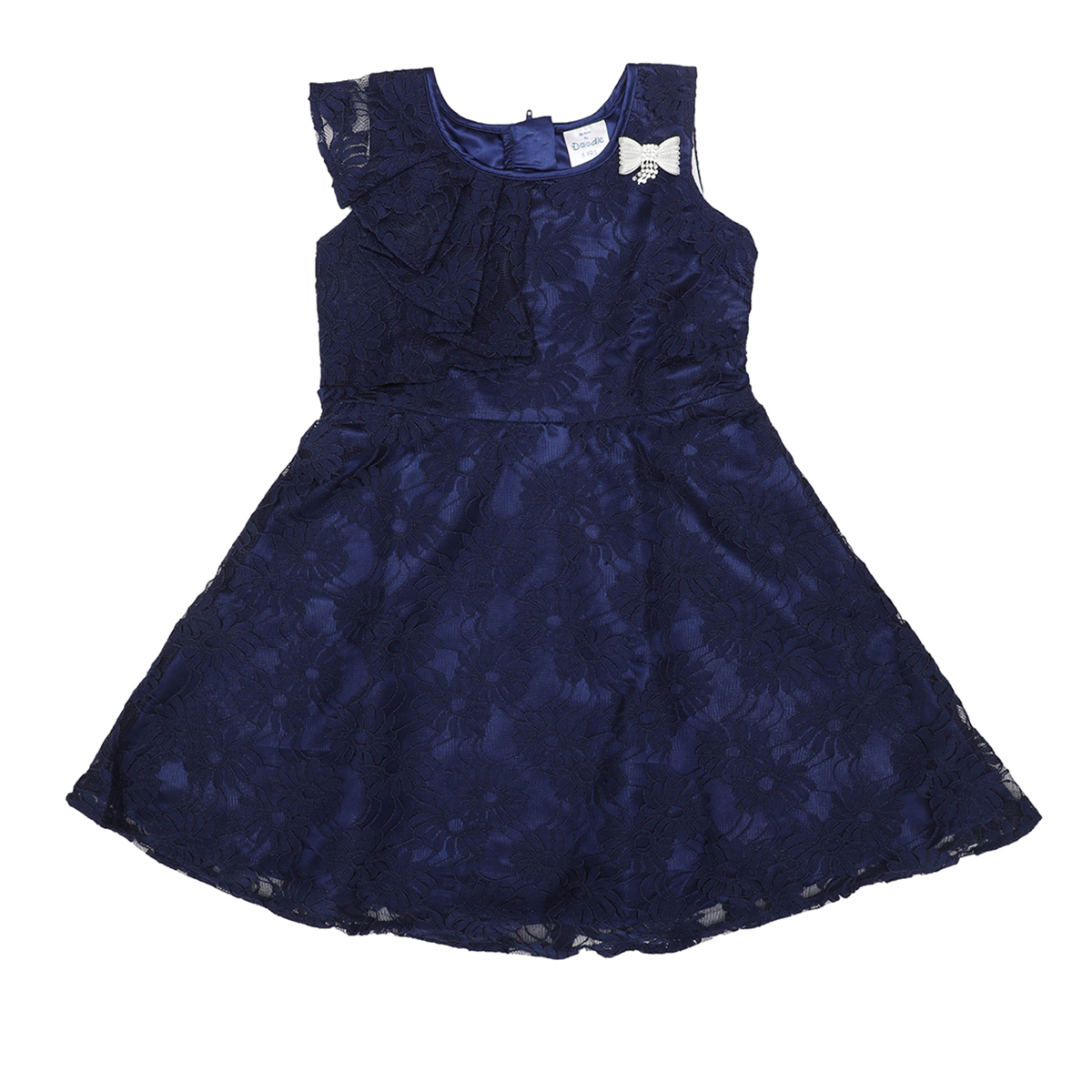 Doodle Girls Midi/Knee Length A-Line Party Dress- Navy- 6Y