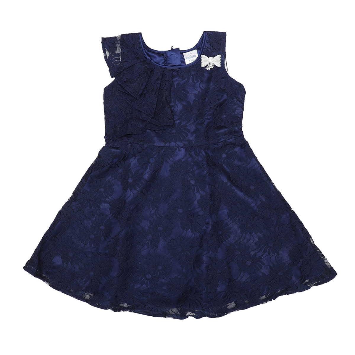 Doodle Girls Midi/Knee Length A-Line Party Dress- Navy- 12Y