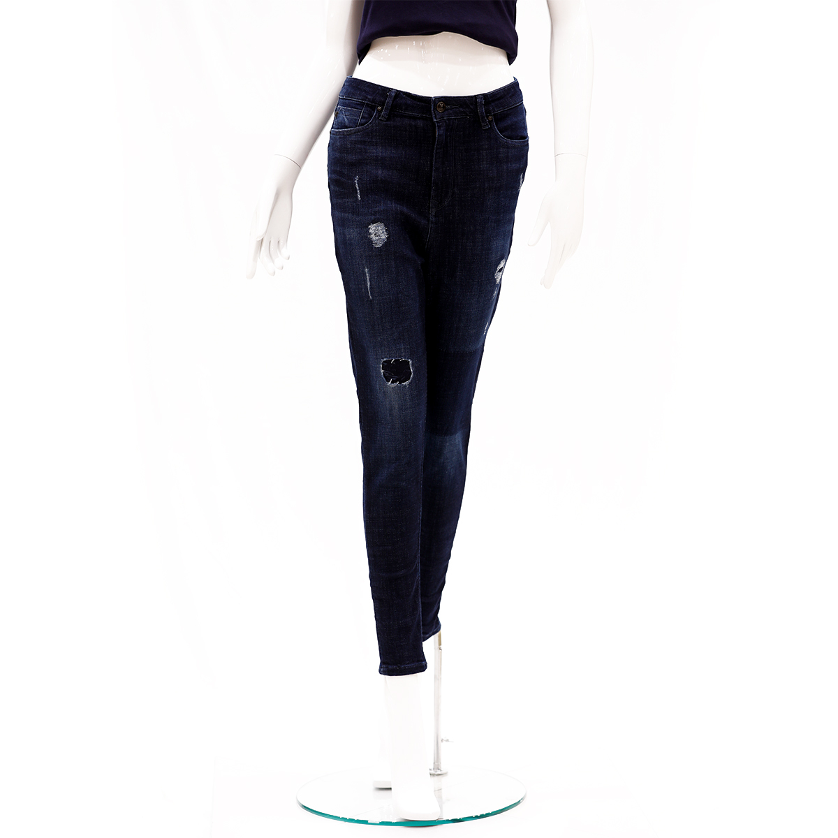 Desi Belle High Waist Skinny Fit Ankle Length Jeans -Dark Blue