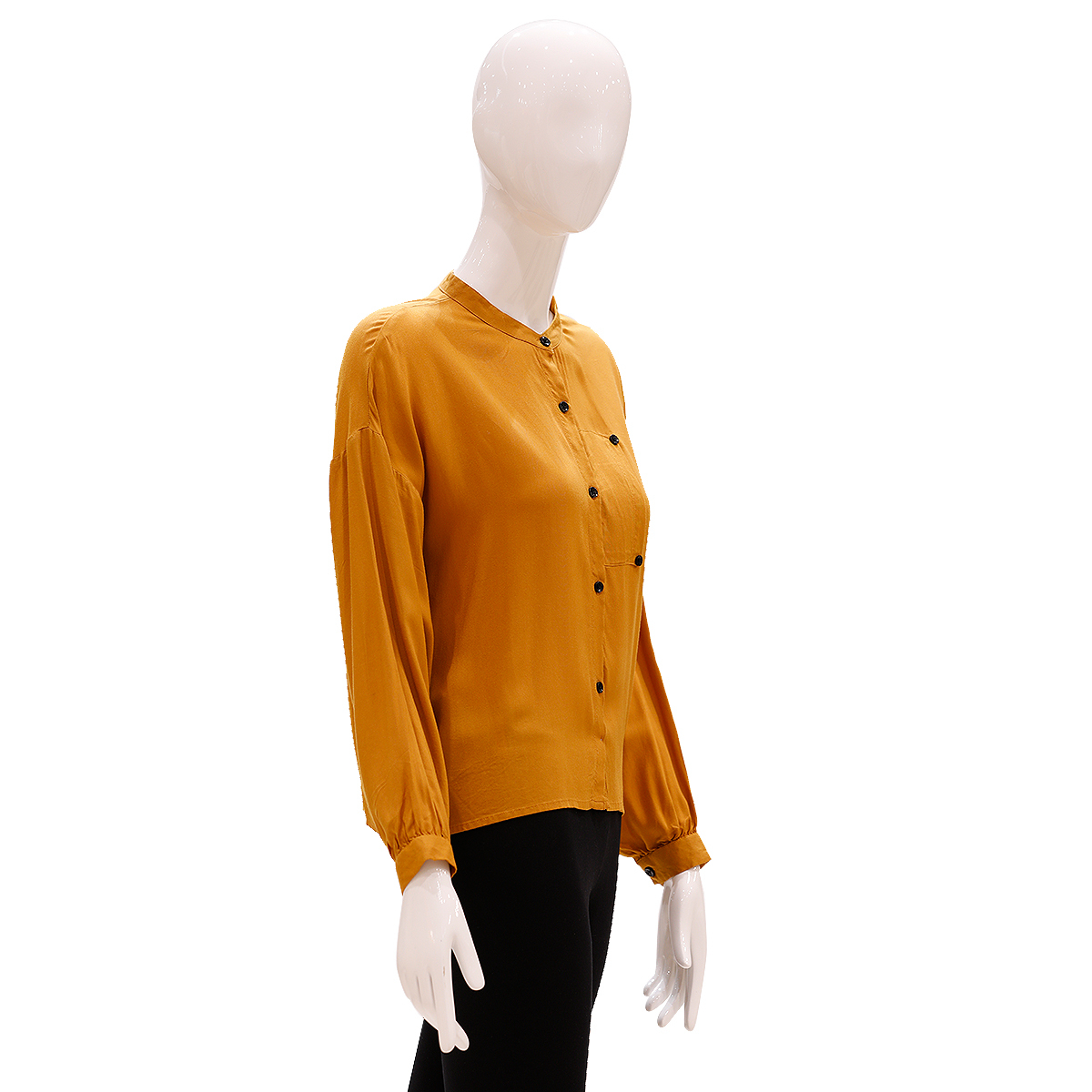 Desi Belle Comfort Fit Full Sleeved Shirt With Pocket And Contrast Button-Mustard
