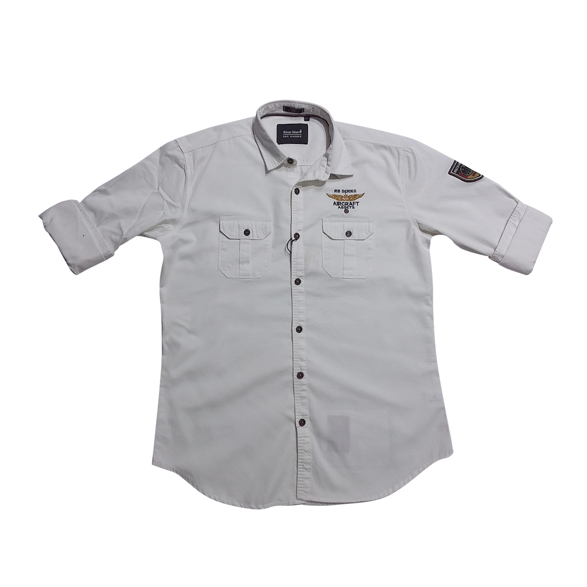 River Blue Mens Shirt  Sm-03000  Full Sleeves White